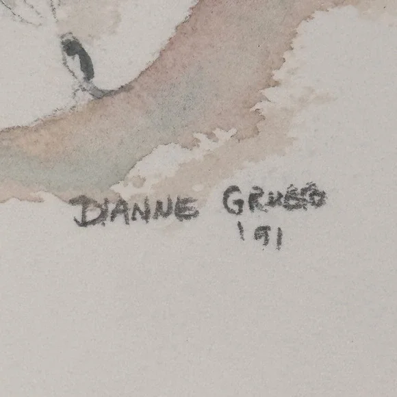 Original Sand Dollar Watercolor Still Life Signed Dianne Grusso 1991
